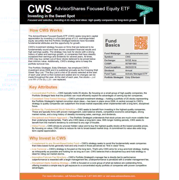 CWS: Investing in the Sweet Spot